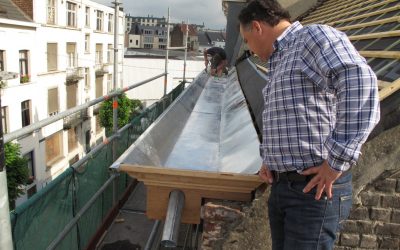 Pose d'une goutière à Jette